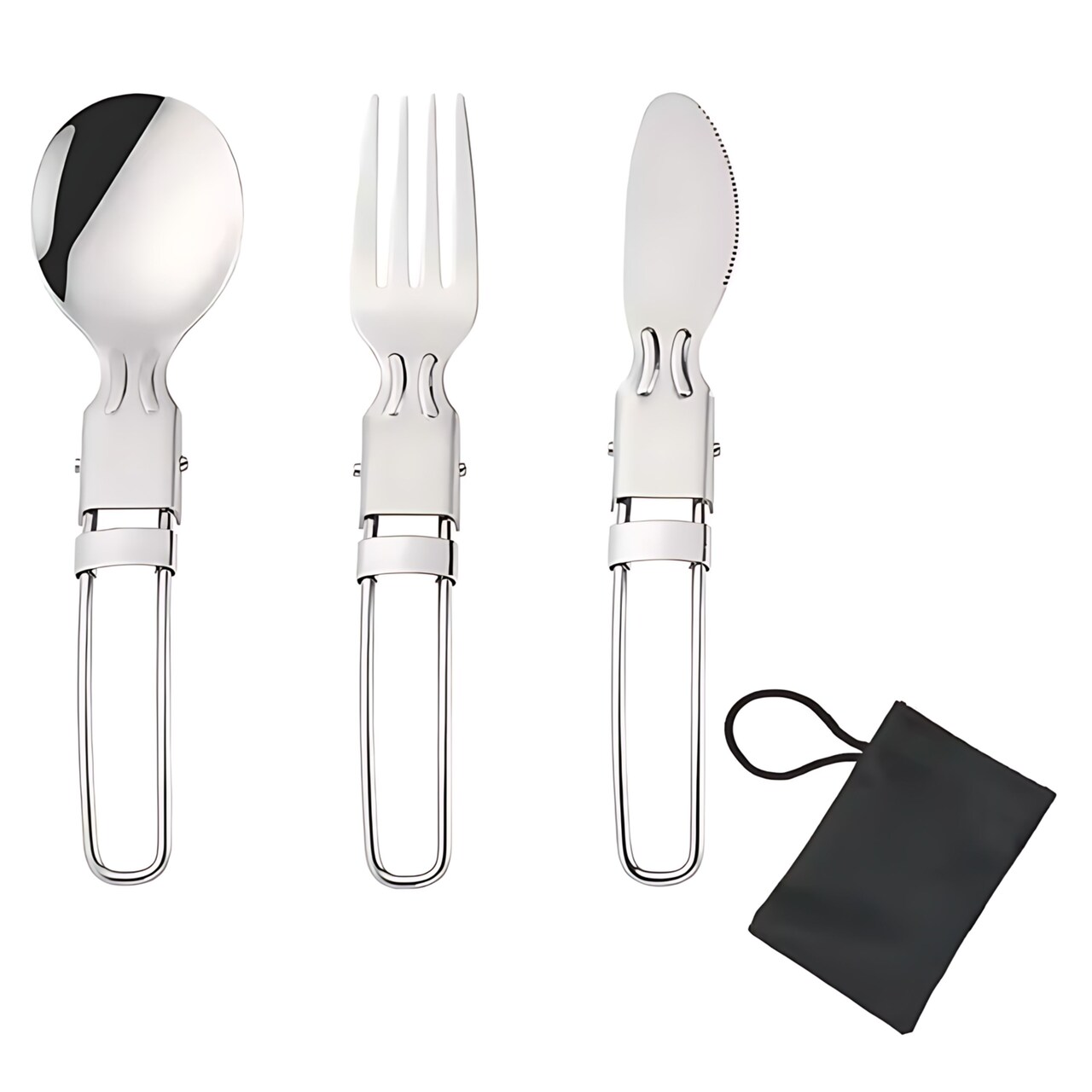 Kitcheniva Portable Cutlery Set - Folding Spoon, Fork & Knife for Camping, Travel, and Lunch